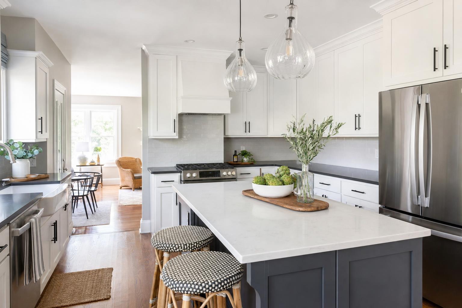 Cabinet refacing New Jersey kitchen with updated doors and hardware