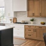 Cabinet refacing vs painting comparison in a finished kitchen