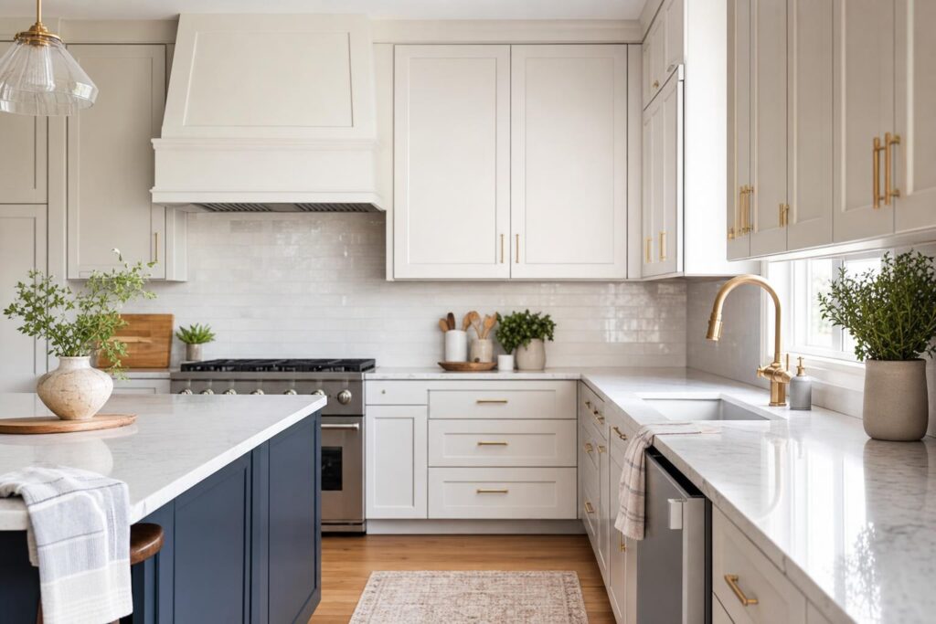 Updated kitchen after cabinet refacing with new doors and hardware