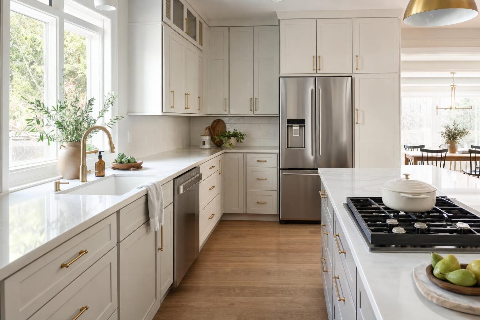 Cabinet refacing vs replacing decision in a refreshed kitchen