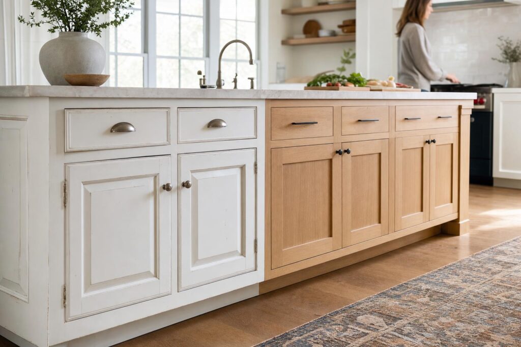 Cabinet refinishing vs refacing shown on kitchen doors and drawer fronts