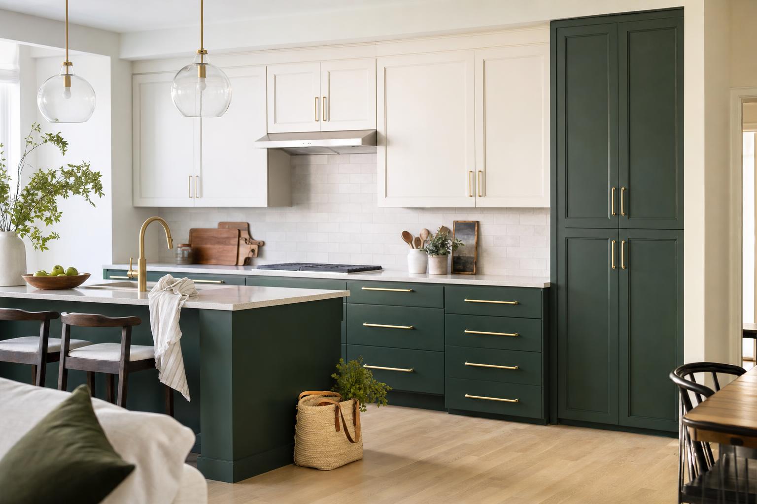 Finished kitchen with custom cabinets during refacing and coordinated storage