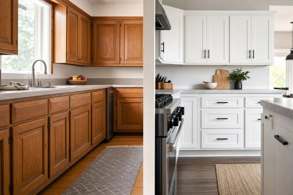 Refinish or reface cabinets comparison with updated kitchen doors