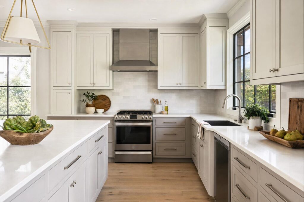 Completed kitchen cabinet door replacement with new shaker doors