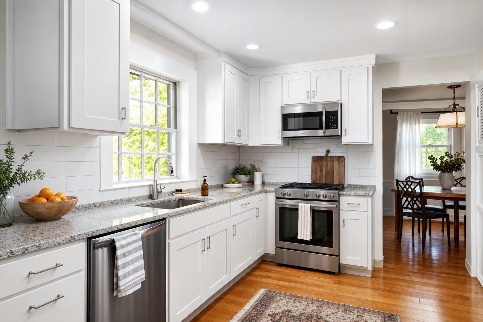 Refacing kitchen cabinets in a bright updated kitchen